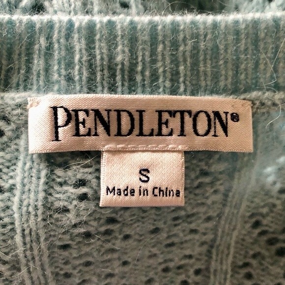 Vintage Pendleton Wool Blend Light Blue Button Up Cardigan Size Small - Picture 3 of 5